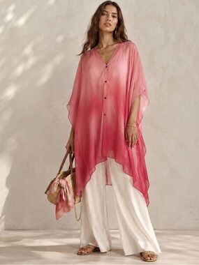 🆕Sheer Pink Ombre Shawl Wrap XL